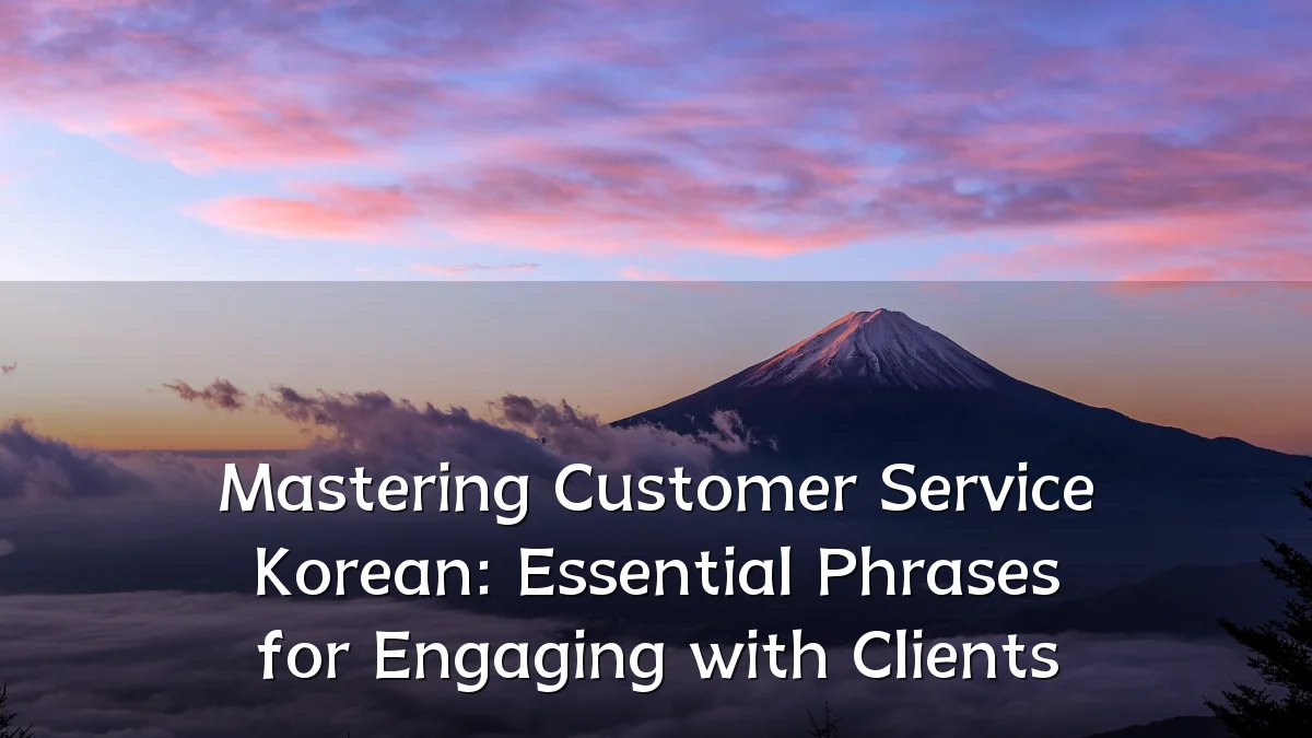 Mastering Customer Service Korean: Essential Phrases for Engaging with Clients